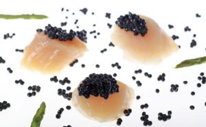 Scallops with cultured caviar